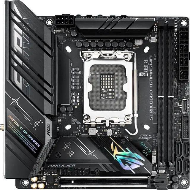 Alt view image 2 of 5 - ASUS ROG Strix B660-I Gaming WiFi LGA 1700(Intel 12th Gen) Mini-ITX Motherboard(PCIe 5.0, 8+1 Power Stages, DDR5,WiFi 6,2.5 Gb LAN, 2xM.2 PCIe 4.0 NVMe SSD Support, USB 3.2 Gen 2x2 Type-C)