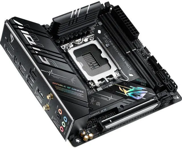 Main image of ASUS ROG Strix B660-I Gaming WiFi LGA 1700(Intel 12th Gen) Mini-ITX Motherboard(PCIe 5.0, 8+1 Power Stages, DDR5,WiFi 6,2.5 Gb LAN, 2xM.2 PCIe 4.0 NVMe SSD Support, USB 3.2 Gen 2x2 Type-C)
