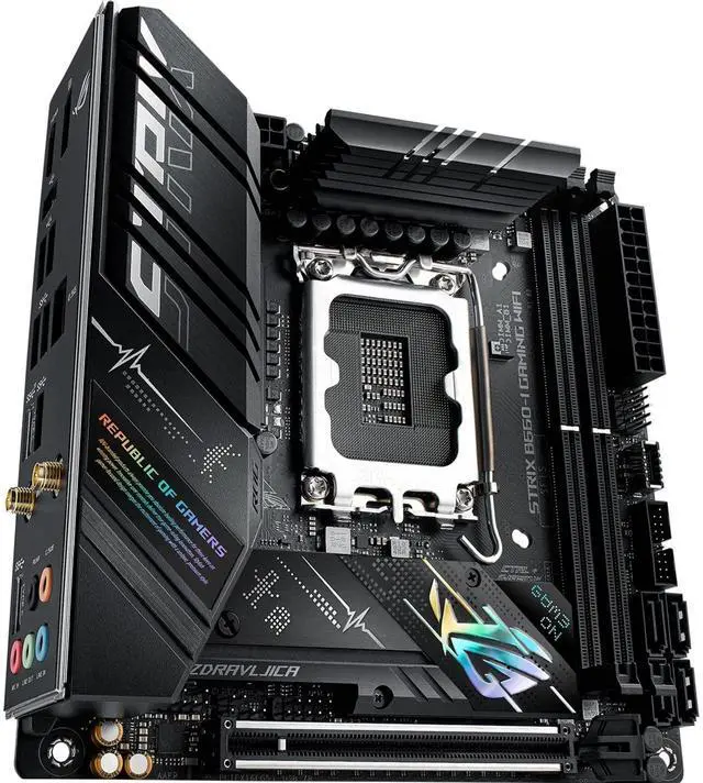 Alt view image 5 of 5 - ASUS ROG Strix B660-I Gaming WiFi LGA 1700(Intel 12th Gen) Mini-ITX Motherboard(PCIe 5.0, 8+1 Power Stages, DDR5,WiFi 6,2.5 Gb LAN, 2xM.2 PCIe 4.0 NVMe SSD Support, USB 3.2 Gen 2x2 Type-C)