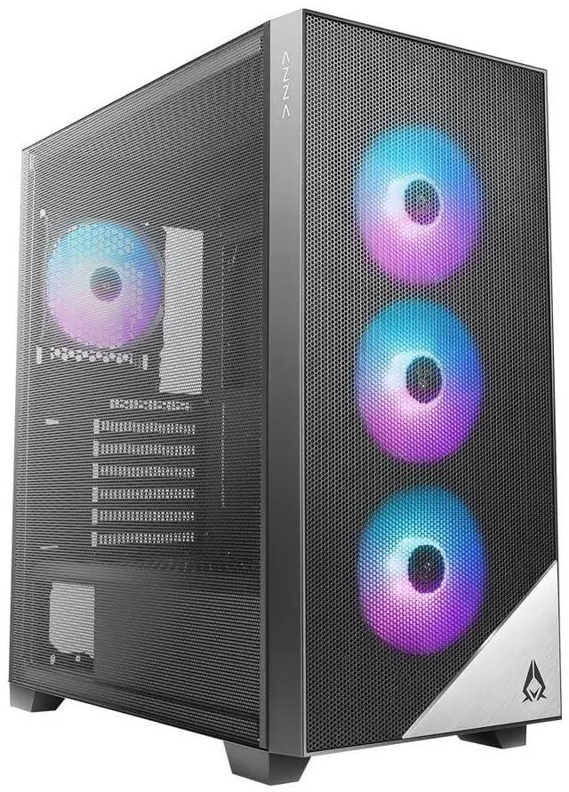 Main image of AZZA AERO Black, CSAZ-480, ATX Computer Case, Metal Mesh Side Panel, 4 x 120 mm ARGB & PWM Fans Included (CSAZ-480 AERO)