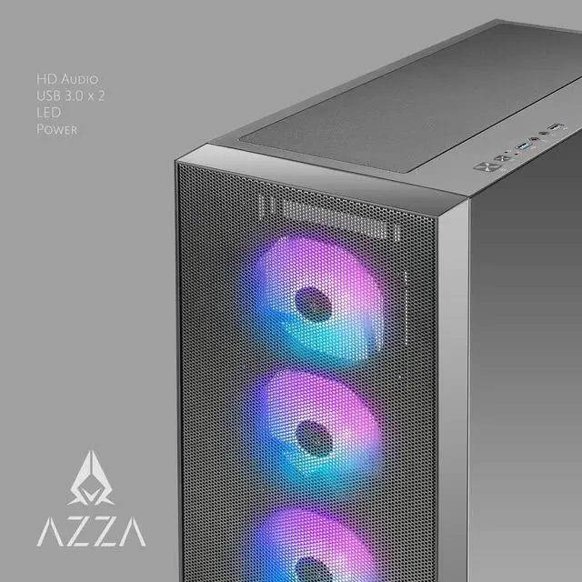 Alt view image 2 of 5 - AZZA AERO Black, CSAZ-480, ATX Computer Case, Metal Mesh Side Panel, 4 x 120 mm ARGB & PWM Fans Included (CSAZ-480 AERO)