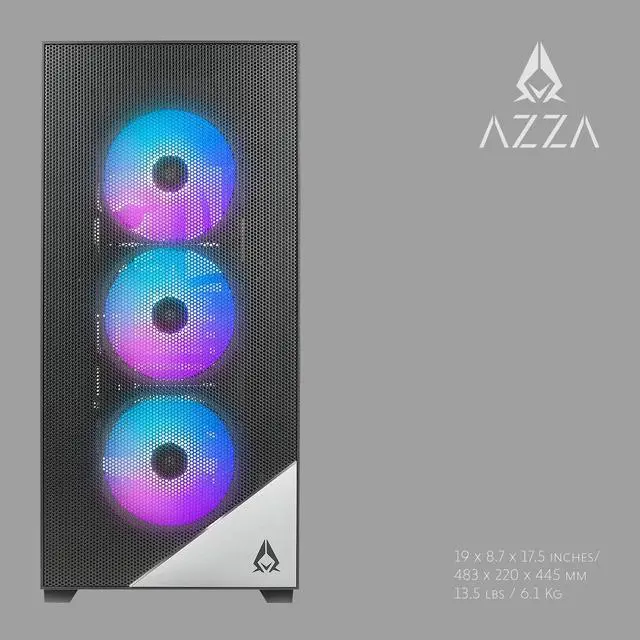 Alt view image 3 of 5 - AZZA AERO Black, CSAZ-480, ATX Computer Case, Metal Mesh Side Panel, 4 x 120 mm ARGB & PWM Fans Included (CSAZ-480 AERO)