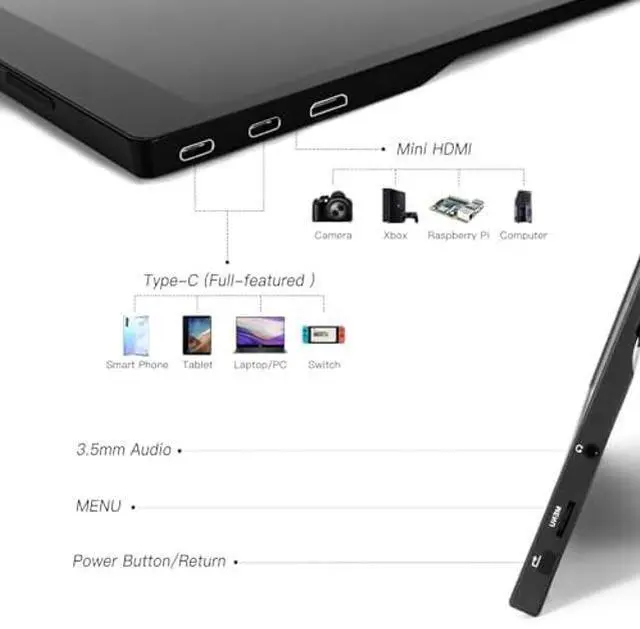Alt view image 5 of 5 - AHXJKA 15.6" Touch Portable Travel Monitor : 1080P IPS/HDR Laptop Screen Extender for Gaming and Computer Display,Compatible with Laptop PC Phone PS4/PS5 Switch