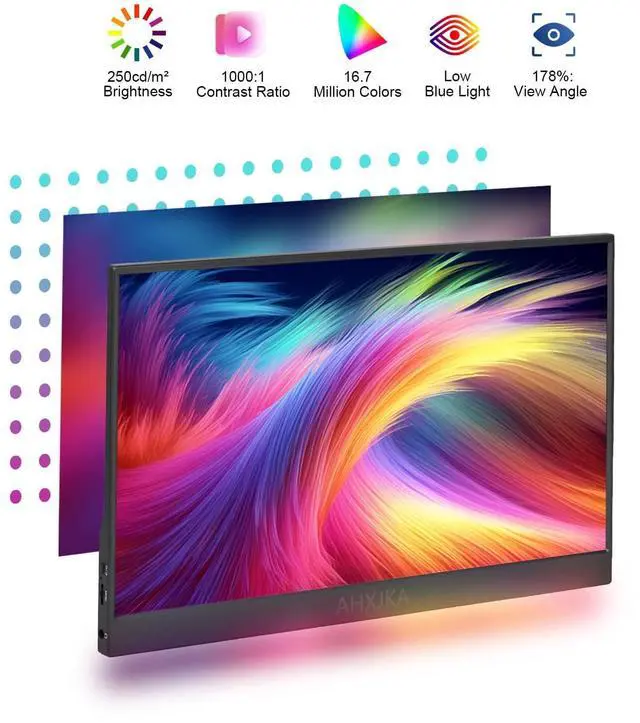 Alt view image 2 of 5 - AHXJKA 15.6" Touch Portable Travel Monitor : 1080P IPS/HDR Laptop Screen Extender for Gaming and Computer Display,Compatible with Laptop PC Phone PS4/PS5 Switch