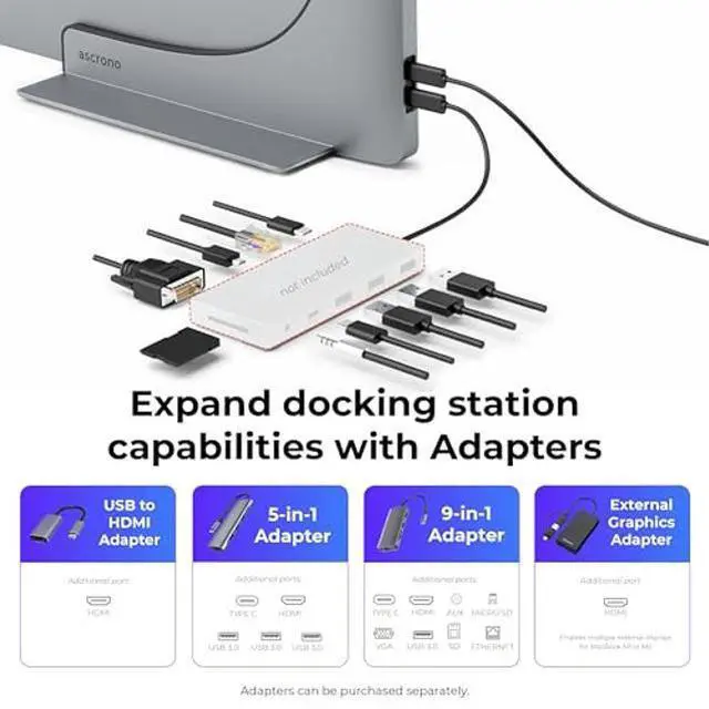 Alt view image 4 of 5 - Ascrono Dock for 14" Apple MacBook Pro - Docking Station - Connect Dual Displays w/Two Thunderbolt 4 USB-C Ports - Mac Docking Station Hub for MacBook Pro 14" (M1,M2,M3,M4 Base/Pro/Max, 2021-2024)