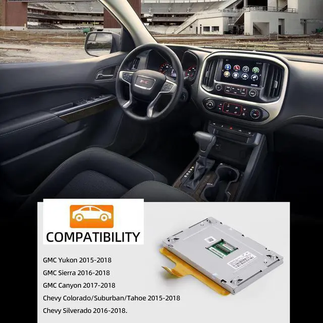 Alt view image 4 of 5 - Aumzong DJ080PA-01A 8'' Touch Screen Radio Fits for GMC Yukon Canyon Sierra | Chevy Suburban Colorado Silverado Tahoe, 2015-2018 - Replace LCD Navigation System Monitor Screen
