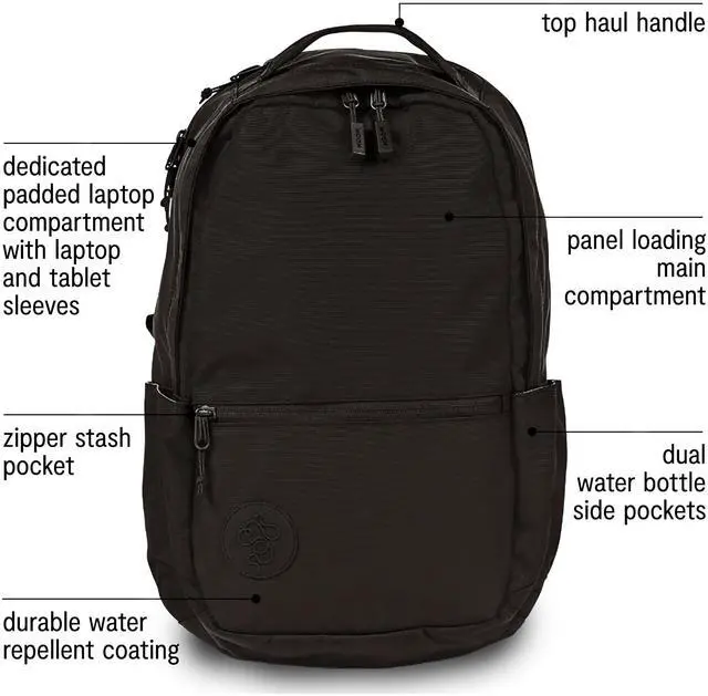 Alt view image 3 of 5 - Baboon to the Moon City Backpack - in Black, Versatile, Water-Repellent, 16" Laptop-Friendly Backpack for Men and Women