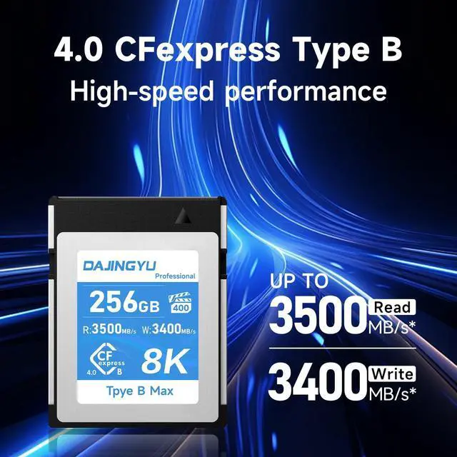 Alt view image 2 of 5 - 256GB CFexpress 4.0Type B Memory Cards for 8K RAW Photo and Video Recording Compatible with Nikon R5/R5C/Z8/Z9 Canon Cameras up to 3500MB/s Write,3400MB/s Read