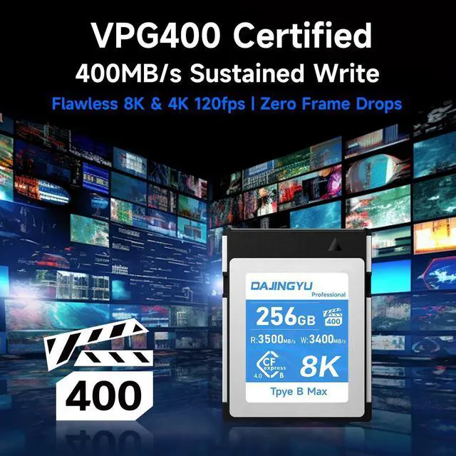 Alt view image 4 of 5 - 256GB CFexpress 4.0Type B Memory Cards for 8K RAW Photo and Video Recording Compatible with Nikon R5/R5C/Z8/Z9 Canon Cameras up to 3500MB/s Write,3400MB/s Read