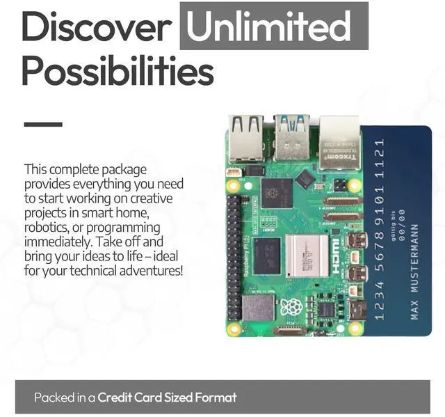 Alt view image 5 of 5 - Raspberry Pi 5 8GB PCIe M.2 NVMe - Set | Metal case | Active Cooler | M.2 NVMe SSD PCIe Board | Official USB-C 27W Power Supply | 64GB Edition | 4K Micro HDMI