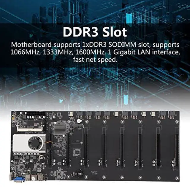 Alt view image 2 of 5 - BTC T37 Mining Motherboard CPU Combo, LGA1155 Mining Machine Motherboard Integrated for Celeron CPU 1037U, Support 8 GPU, DDR3 SODIMM Slot, VGA, HDMI for Ethereum