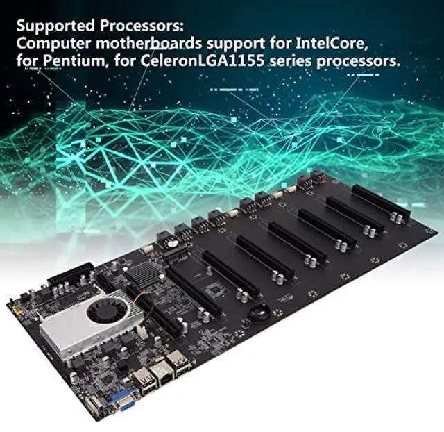 Alt view image 3 of 5 - BTC T37 Mining Motherboard CPU Combo, LGA1155 Mining Machine Motherboard Integrated for Celeron CPU 1037U, Support 8 GPU, DDR3 SODIMM Slot, VGA, HDMI for Ethereum