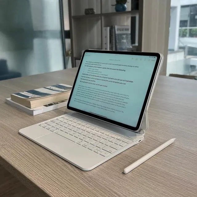 Alt view image 5 of 5 - Dolpking Magic Keyboard Case for iPad Pro 11-inch (M4, 2024), Keyboard Case for iPad Pro 11 with Multi-Touch Trackpad, Floating Cantilever Stand, Backlit Keys - White