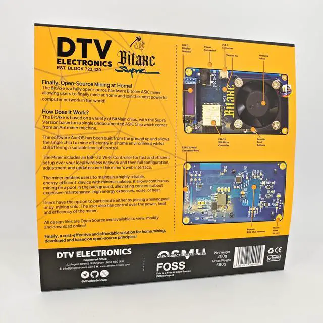 Alt view image 2 of 5 - Bitaxe Supra Open Source Bitcoin ASIC Miner - BTC Miner with 700 GH/s Hash Rate, Low Power Consumption - Quiet Solo Bitcoin Miner for Home Use with Multi-Region Power Supply by DTV BTC ELECTRONICS