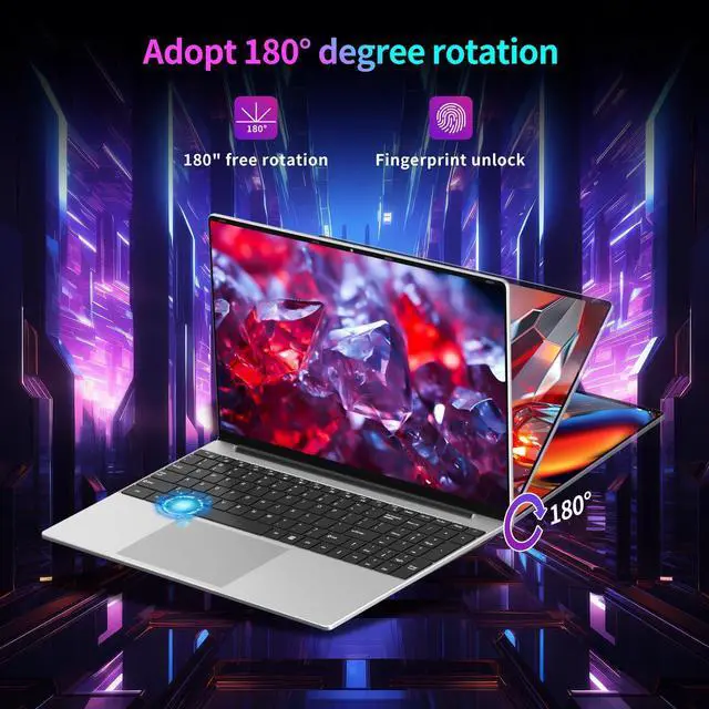 Alt view image 3 of 5 - Gaming Laptop,15.6 Inch FHD IPS 1920*1080 Laptop Computer, Laptops 12th Gen N95 Processor (Up to 3.4GHz) , 16GB 1TB SSD, Supports 180 Angle Opening Backlit Keyboard Fingerprint Unlock Win 11 Pro