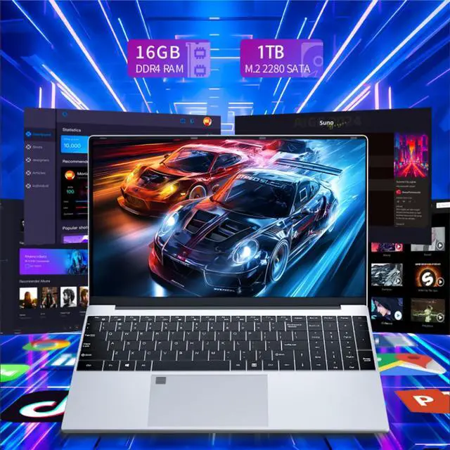 Alt view image 4 of 5 - Gaming Laptop,15.6 Inch FHD IPS 1920*1080 Laptop Computer, Laptops 12th Gen N95 Processor (Up to 3.4GHz) , 16GB 1TB SSD, Supports 180 Angle Opening Backlit Keyboard Fingerprint Unlock Win 11 Pro