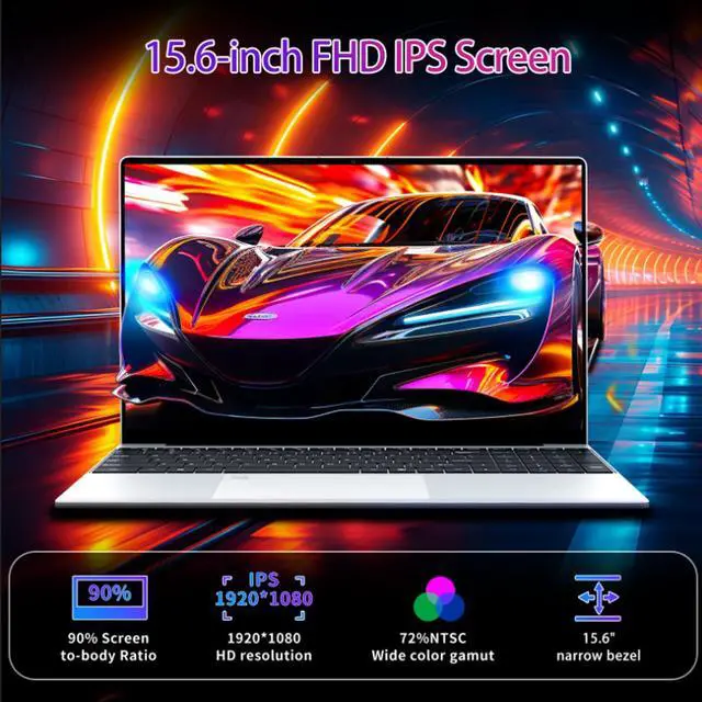 Alt view image 5 of 5 - Gaming Laptop,15.6 Inch FHD IPS 1920*1080 Laptop Computer, Laptops 12th Gen N95 Processor (Up to 3.4GHz) , 16GB 1TB SSD, Supports 180 Angle Opening Backlit Keyboard Fingerprint Unlock Win 11 Pro