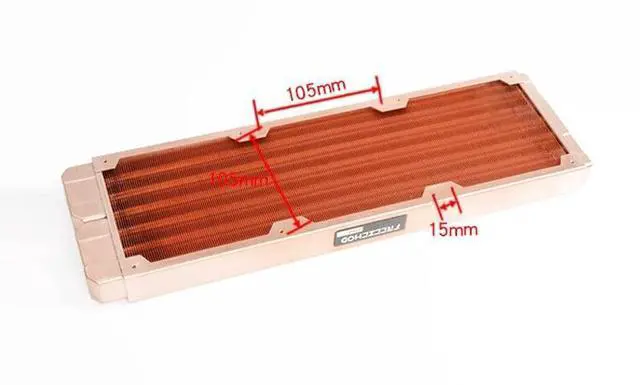 Alt view image 5 of 5 - Pure Copper Radiator 360mm PC Water Cooling Cooler Heatsink G1/4'' Thread 30mm Thickness