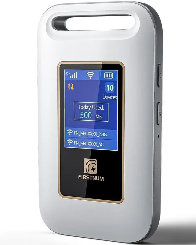 Main image of Firstnum M4 4G LET Mobile Hotspot - ESIM Compact Portable WiFi Hotspot for Travel, No SIM Card or Contract Required, Hotspot Device Connect Up to 10 Devices, Portable Hotspot 1GB Free US Data Monthly