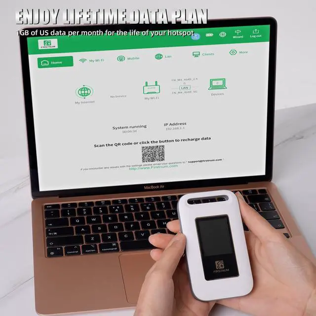 Alt view image 4 of 5 - Firstnum M4 4G LET Mobile Hotspot - ESIM Compact Portable WiFi Hotspot for Travel, No SIM Card or Contract Required, Hotspot Device Connect Up to 10 Devices, Portable Hotspot 1GB Free US Data Monthly