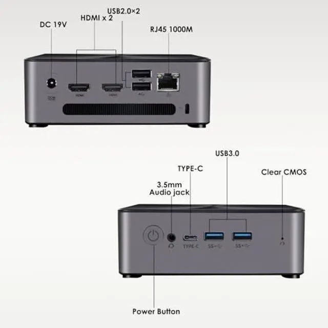 Alt view image 5 of 5 - BRE NUC Mini PC N5A Intel Core i5-12450H up to 4.4GHz (8C/12T), 16GB LPDDR5 RAM 512GB NVMe SSD Computers, USB 3.2/Type-C/WiFi 6/BT5.2/RJ45 2.5G/4K Triple Display Desktop PC