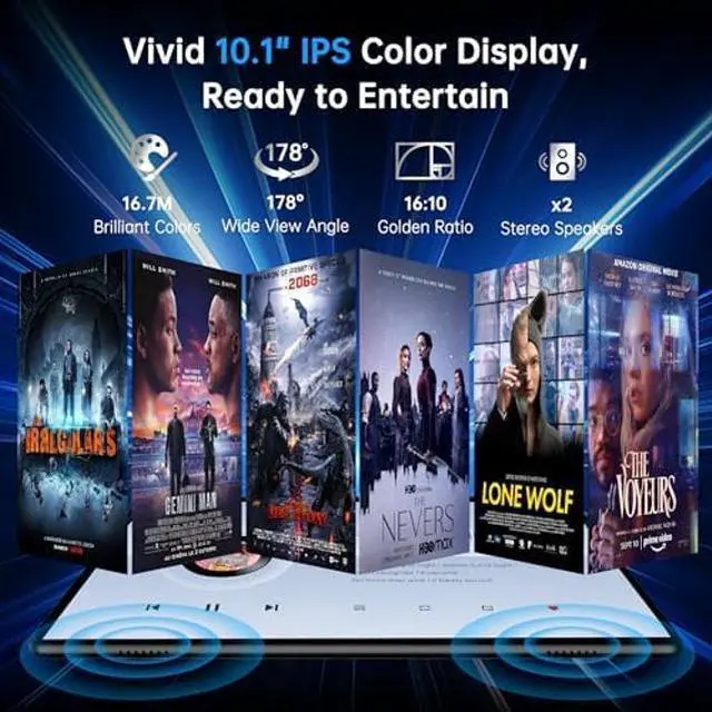 Alt view image 5 of 5 - Android 14 Tablet 10.1 Inch,4G SIM Unlocked, Quad-Core CPU 2.0GHz,3GB+32GB, TF Expandable, IPS Display, 5G WiFi, Bluetooth 5.0,5MP+8MP Dual Cameras,5000mAh, GPS, Google Kids Space,Black case