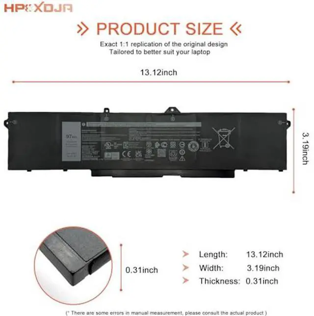 Alt view image 4 of 5 - HPXXDJA 9JRV0 Battery Replacement for Dell Latitude 5521 5531 Precision 3561 3571 3581 Alienware m17 R5 AMD/Alienware m18 R1 Series Laptop 0P3TJ 0R05P0 05RGW