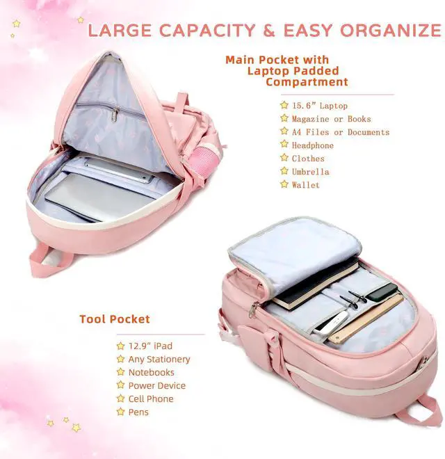 Alt view image 3 of 5 - KIDNUO Laptop back pack for school girls college backpack travel daypack kids book bags for sports students Teens