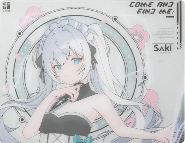 Main image of D-Glow Ying x SAKI Glass Gaming Mouse Pad, Precision Control, XL Size 400x500mm, Anime Style, Durable 3mm Thickness Tempered Glass with Arm Sleeve and Mouse Pad Feet
