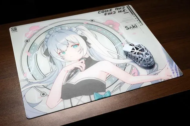 Alt view image 4 of 4 - D-Glow Ying x SAKI Glass Gaming Mouse Pad, Precision Control, XL Size 400x500mm, Anime Style, Durable 3mm Thickness Tempered Glass with Arm Sleeve and Mouse Pad Feet