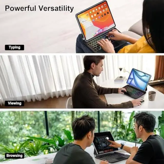 Alt view image 5 of 5 - KVAGO Keyboard Case for iPad Air 11-inch (M3 2025 / M2 2024), iPad Air 5th/4th Gen & iPad Pro 11 (4th/3rd/2nd/1st Gen), Floating Magnetic Stand, Precision Multi-Touch Trackpad, Magic Keyboard, Black