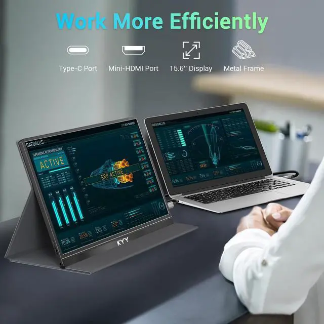 Alt view image 5 of 5 - KYY 15.6" Portable Monitor and Portable Triple Laptop Screen Extender for Mac/Wins/Chrome