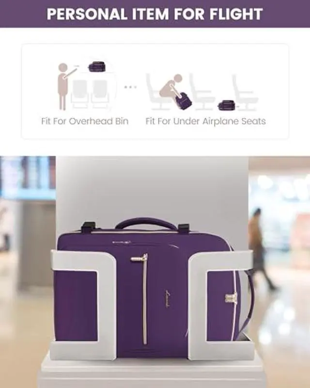 Alt view image 4 of 5 - LOVEVOOK Carry on Travel Backpack, 40L Waterproof Large 17inch Laptop Luggage Daypack as Personal Item Flight Approved, Business Weekender Overnight with 3 Packing Cubes, Dark purple