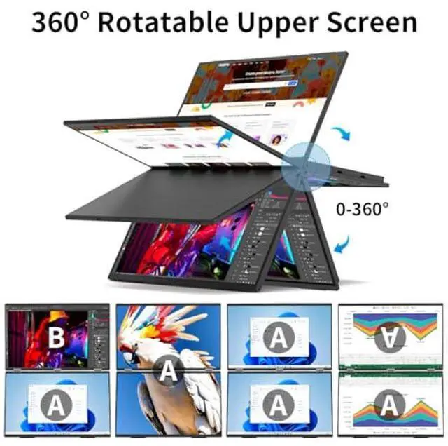 Alt view image 3 of 5 - Dual Monitor 18.5" 100Hz,Portable Monitor for Laptop Extender| 1080P |100% Srgb|Plug & Play|Stand & VESA|Automatic Rotation| Extended Computer Display for Laptop PC Windows Mac