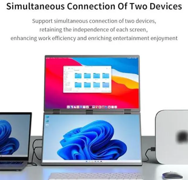 Alt view image 4 of 5 - Dual Monitor 18.5" 100Hz,Portable Monitor for Laptop Extender| 1080P |100% Srgb|Plug & Play|Stand & VESA|Automatic Rotation| Extended Computer Display for Laptop PC Windows Mac