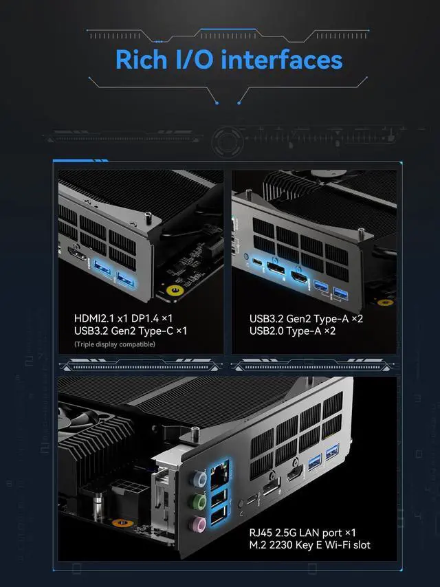 Alt view image 4 of 5 - MINISFORUM BD795i SE Motherboard AMD Ryzen 9 7945HX(16C/32T) Barebone Gaming PC, 2X DDR5 SODIMM Slots HDMI+DP+USB-C Triple Video Outputs,2X DDR5 SODIMM Slot Mini PC, 2.5G RJ45, Radeon 610M Graphics