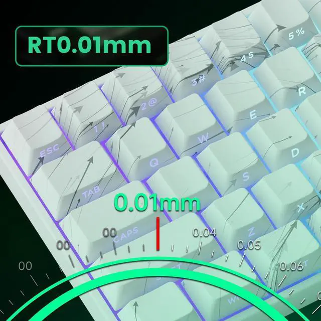 Alt view image 2 of 5 - MONSGEEK FUN60 MAX Rapid Trigger Gaming Keyboard 8k SP Magnetic Switch HE Keyboard Multi-Modes Wireless 60% Nebula White, Glare Magnetic Switch