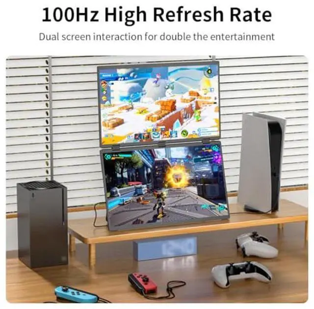Alt view image 5 of 5 - Dual Monitor 18.5" 100Hz,Portable Monitor for Laptop Extender| 1080P |100% Srgb|Plug & Play|Stand & VESA|Automatic Rotation| Extended Computer Display for Laptop PC Windows Mac