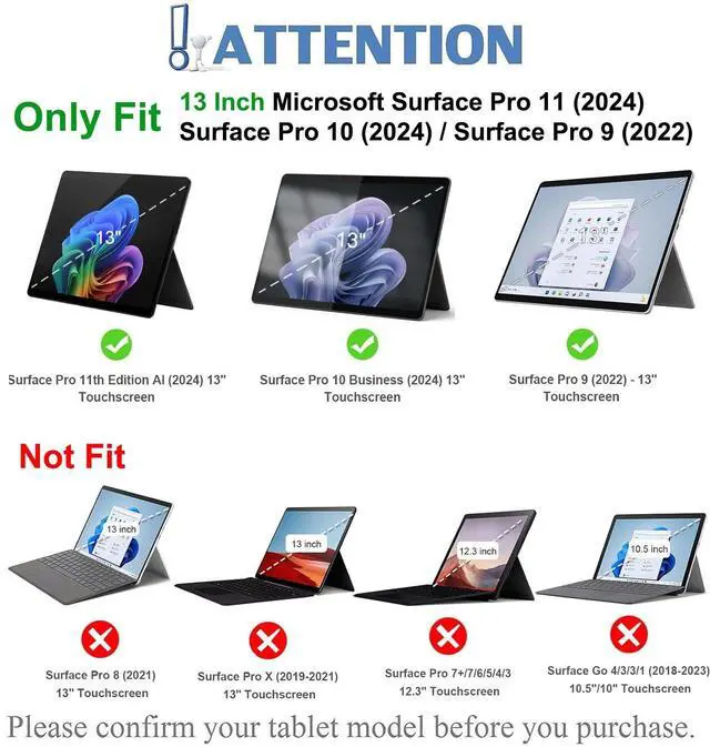 Alt view image 2 of 5 - Nanhent Touchpad Keyboard Case for 13 Inch Microsoft Surface Pro 11 / Pro 10 / Pro 9 Tablet, 7 Color Rainbow Backlight Detachable Bluetooth Trackpad Keyboard Folio Smart Cover