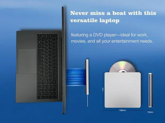 Alt view image 2 of 5 - NBVCXSD17 Inch Laptop Laptop Computer with DVD Drive, Win11,8GB RAM 512GB SSD, Celeron Quad-Core Processor(Up to 2.9GHz),IPS Full HD Display with, Type-C, Wi-Fi, USB3.0