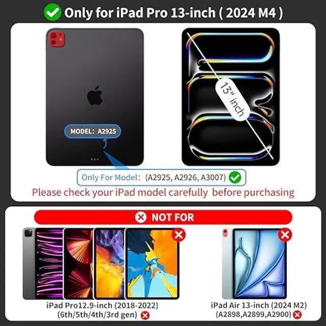 Alt view image 2 of 5 - Otuoor iPad Pro 13 Inch Case 2024 with Keyboard, Magnetic Detachable Keyboard Case for iPad Pro 13 Inch (M4, 2024) with 7 Colors Backlight, Multi-Touch Trackpad, Portrait/Landscape Mode (Black)