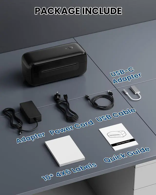 Alt view image 5 of 5 - Phomemo Black Bluetooth Thermal Label Printer with 4"x3" Thermal Labels Roll for Small Business Supplies