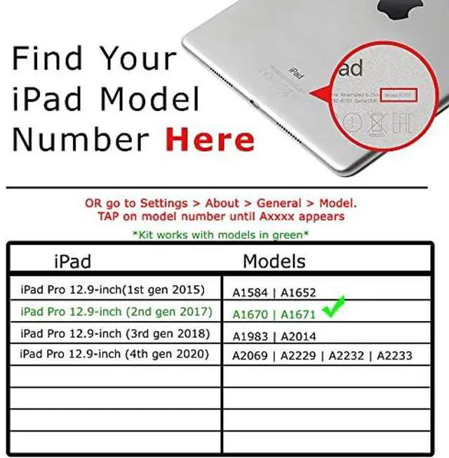 Alt view image 2 of 5 - Repair Parts Plus for iPad Pro 12.9 2nd Generation Battery Replacement A1754 Premium Kit (2017, A1670 | A1671 | A1821) + Tools + Adhesive