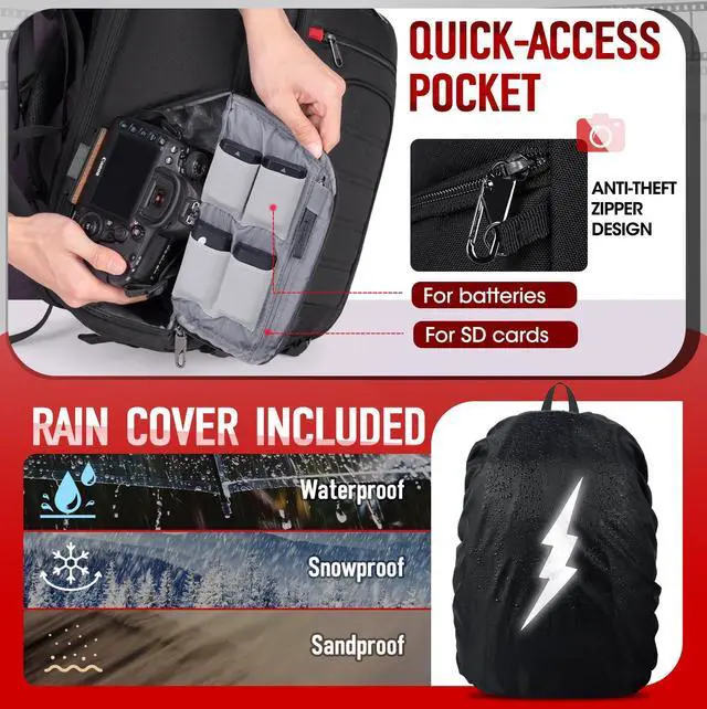 Alt view image 3 of 5 - RAINSMORE Teacher tote bag 15.6 inch Laptop Bag for Women and Camera Bag Camera Backpack for DSLR/SLR Mirrorless Camera