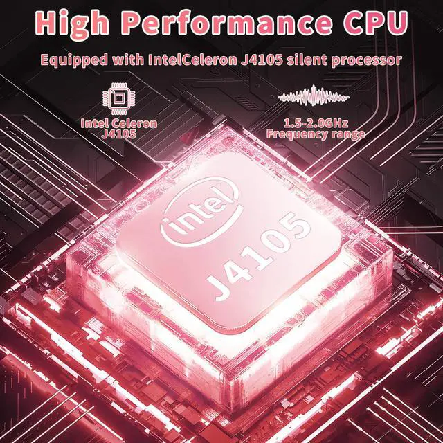 Alt view image 4 of 5 - Ultra Light and Portable 14" Rose Gold Laptop -Win 11 Pro/Office 2019, Celeron J4105, FHD IPS Display, 6GB RAM, 180deg Hinge/HDMI/WiFi/BT - Perfect for Travel, Work, Study, and Play! (256G SSD)
