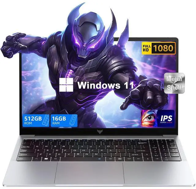 Main image of KAIGERR 2025 Laptop, Laptop Computer with Intel Quad-Core Processor(Up to 3.6GHz), 16GB DDR4 512GB SSD Windows 11 Laptop, 15.6" IPS 1080P, Metal Shell, USB3.2, Long Battery Life
