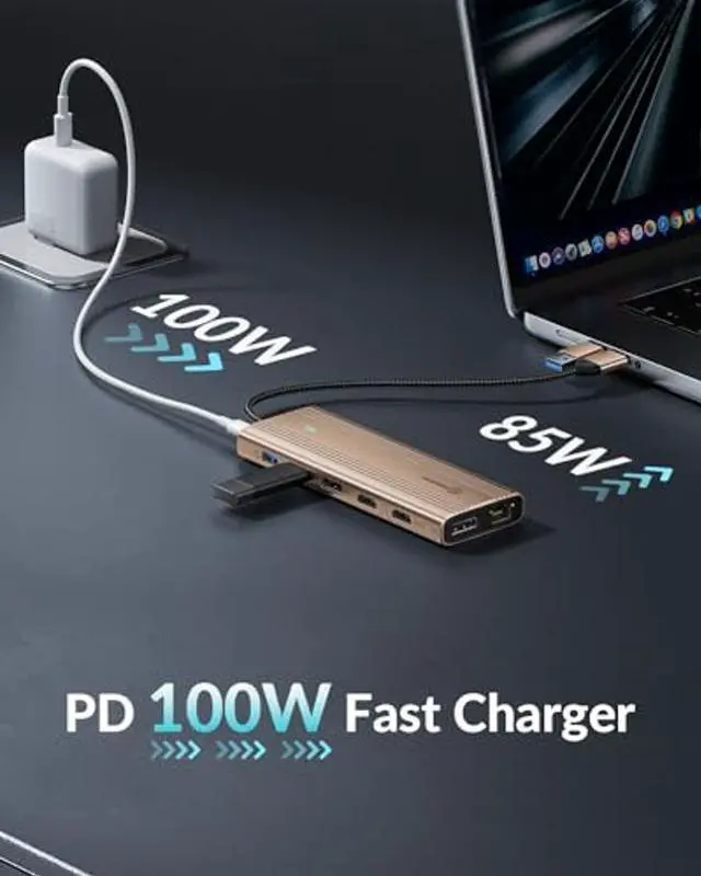 Alt view image 5 of 5 - PHIXERO 10 in 1 USB Docking Station Dual Monitor 4K@60HZ for Mac M1/M2, Displaylink Dock with 2 HDMI & 2 DP, 100W PD, 3 USB 3.2Gen2 [10 Gbps], Ethernet, Audio, Compatible with Thunderbolt, Windows,et