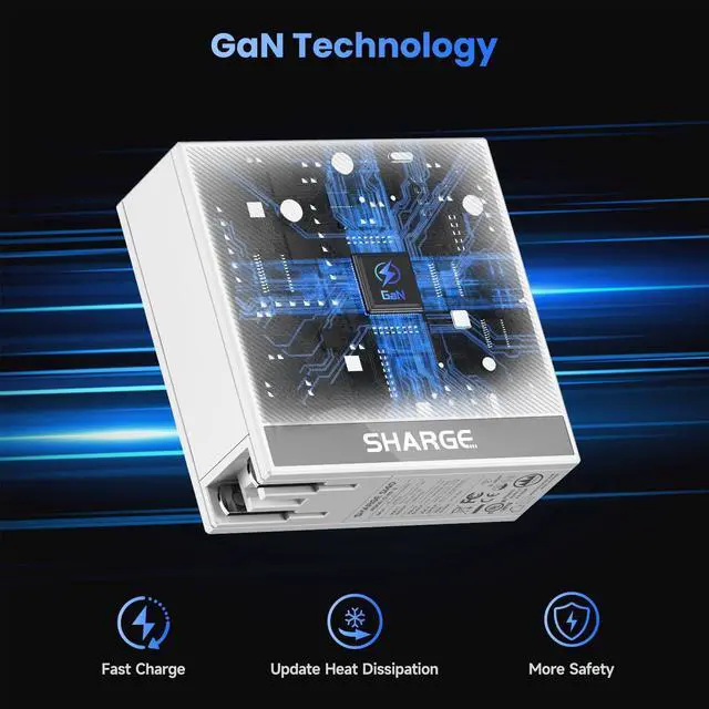 Alt view image 4 of 5 - SHARGE USB C Charger for Laptops 140W GaN Fast Charger with USB C and USB A, PD3.1 Power Adapter Compatible for MacBook Chromebook Surface iPhone 16/15 iPad PC Tablets (Cable Not Included)