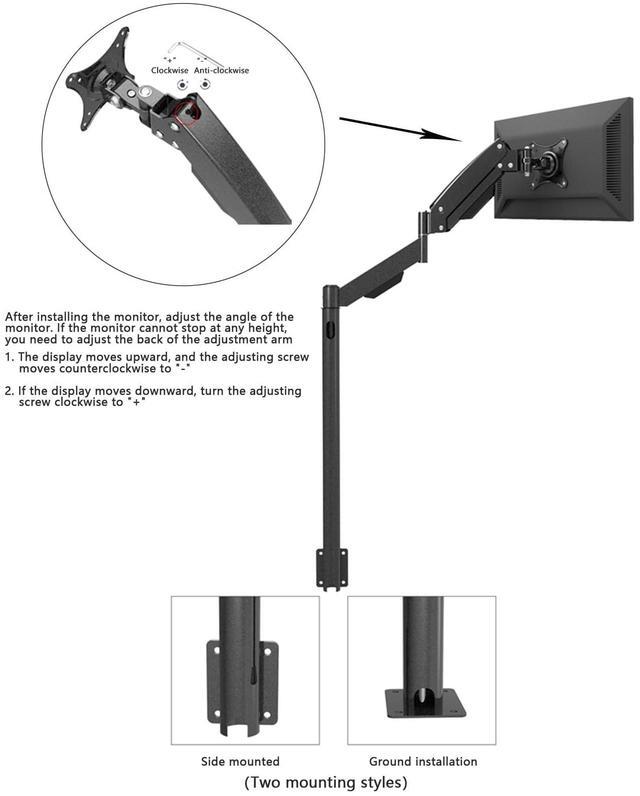 Alt view image 4 of 5 - Premium Gas Spring Single Monitor Floor Stand - Adjustable Height, Sturdy TV Mount for 13-27 LCD Monitors - Holds up to 10kgs - Perfect PC Stand for Floor or Sofa Side