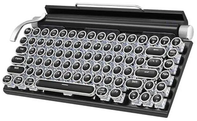 Main image of Taiahiro Retro Typewriter Mechanical Keyboard, Wireless Bluetooth 5.0 LED Backlit Office Computer Keyboards with 83-Key Clicky Blue Switches, Vintage Design for PC/Laptop/Mac/Pad/Phone/Gaming, Black